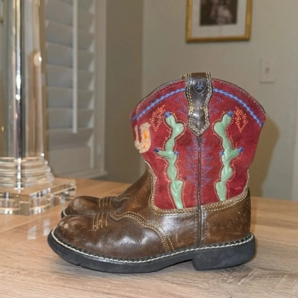 Ariat Cactus Suede Leather Multicolored‎ Kids Unisex Western Boots 13